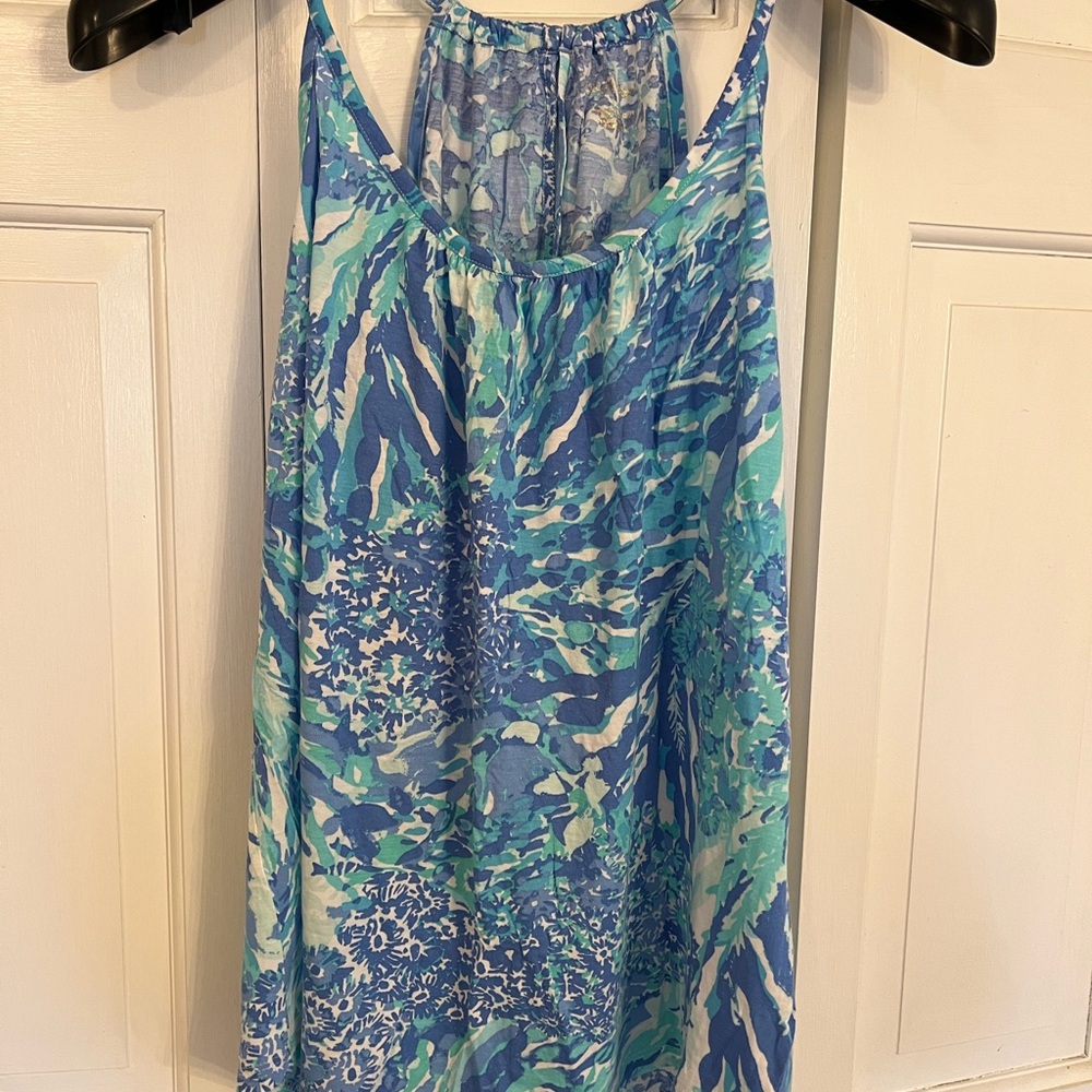 Lilly Pulitzer L NWOT Blue & Aqua Floral Print tank top